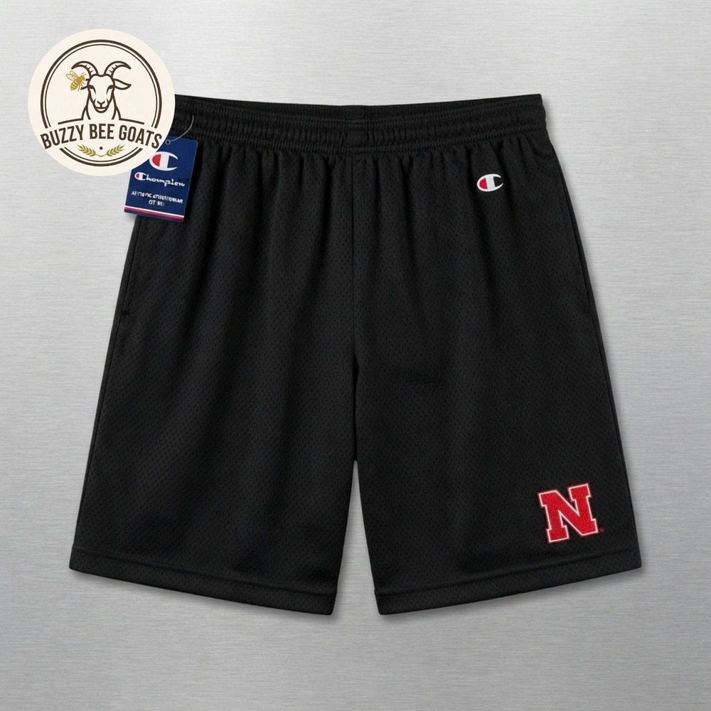Champion Nebraska Cornhuskers Mens Red Mesh Athletic Shorts NCAA College Gear